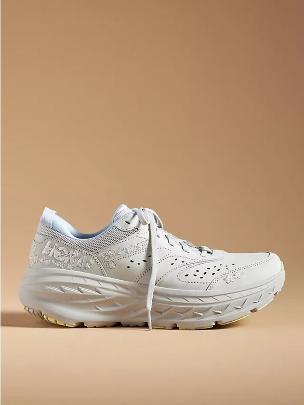 Hoka Bondi L Vibrant bloom Blue embroidered nubuck